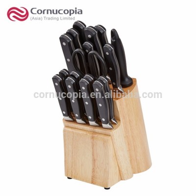 Amazon Hot Sale 18 PCS Stainless Steel Kitchen Knife Set With Wooded Knife Block